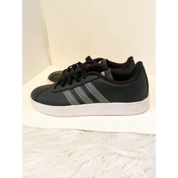 Adidas Kids VL Court 2.0 K Black White Sneakers F36381 Size 2 - Picture 4 of 6